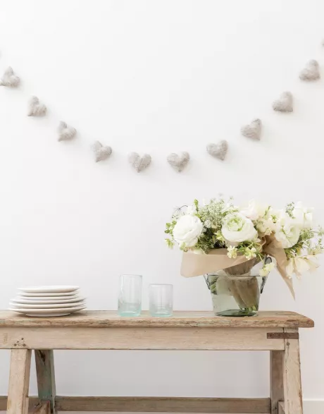 Gray Heart Felt Garland | Wool, Cotton + AZO-free dyes | The Little Market