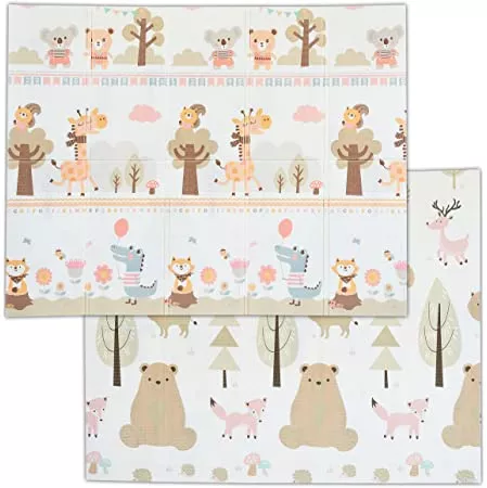 Relaxdays Spielmatte Tiere, beidseitig, schadstofffrei, abwaschbar, 195x155 cm, XPE-Schaumstoff, Spielteppich Baby, bunt : Amazon.de: Baby