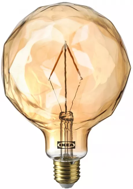 MOLNART LED-pære E27 120 lumen, globeformet med facetteret glas brunt klart glas, 125 mm - IKEA