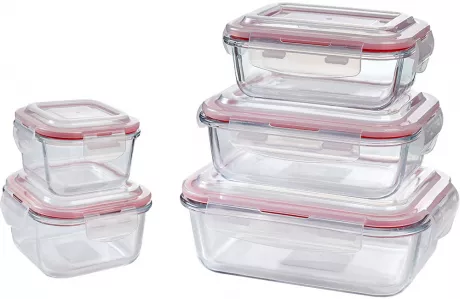 Conjunto de Potes de Vidro 5 Peças 370ml / 520ml / 640ml / 800ml / 1040ml - Casual Home em Promoção | Ofertas na Americanas
