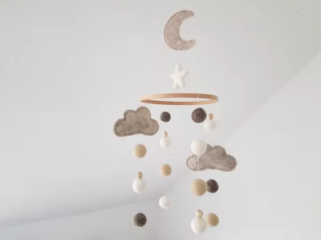 Mobile Baby Mond Wolken Geschenk Geburt Filz - Etsy.de