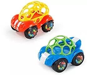 Bright Starts, Oball, Spielzeugauto mit Rassel, Motorikspielzeug für Babys und Kleinkinder ab 3 monaten, 1 Stück, Zufälliger Farbe blau oder rot: Amazon.de: Spielzeug