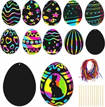 Amazon.de: PATAZOK Ostern Kratzbild Kinder, 48 Stk. Ostern Regenbogen Kratzpapier Ostereier Kaninchen, Bastelset Kratzbilder Set zum Basteln und Aufhängen für Ostern Party Mitgebsel Geburtstag