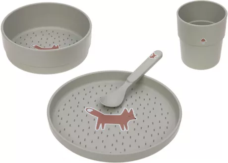 Lässig Kindergeschirr Set (Teller - Schüssel - Becher - Löffel), Little Forest Fuchs | LÄSSIG