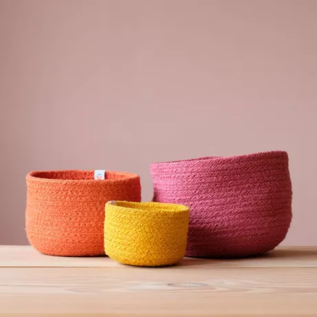 Jutekörbe Set Rosa-Gelb – Kokomoo