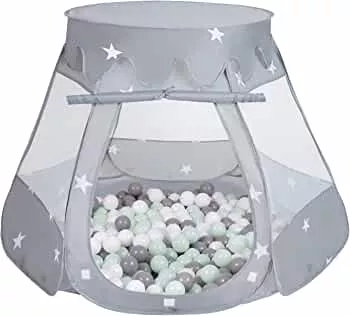 Selonis Baby Spielzelt Mit Plastikbällen Zelt 105X90cm/600 Stück Bälle Plastikkugel Kinder, Grau:Weiß/Grau/Minze: Amazon.de: Spielzeug