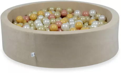 MiMii Bällebad VELVET Soft 110x30cm beige | Die kleine Schnullerbacke