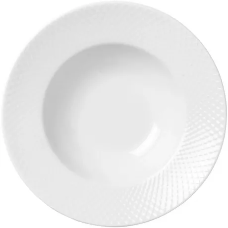 Lyngby Porcelæn - Rhombe Pastatallerken - Ø 24,5 cm - Porcelæn - Hvid