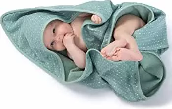 Urban Kanga Baby Bath Towel with Hood Double Sided Hooded Towel 100% Cotton Muslin (Green Spots) 75 x 75 cm : Amazon.de: Baby Products