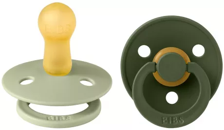BIBS Schnuller Naturlatex "Colour" 2er Pack kirschförmig sage-hunter green, 0-6 Monate