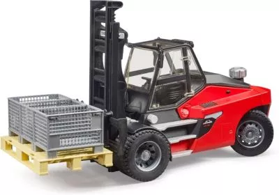 Gabelstapler Linde HT 160 mit Palette + 3 Gitter, Bruder | myToys