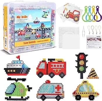 BuYupop Bügelperlen Verkehr Set, 5000 Stück Steckperlen, Bügelperlen 5 mm mit Bügelperlen Vorlagen, Bügelperlen Platten, Bügelpapier, Anhänger und Zubehör, Bügelperlen Set Mädchen Jungs Basteln: Amazon.de: Spielzeug15