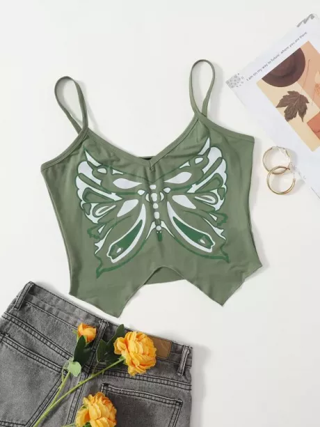 Roupa - Cropped com estampa de borboleta