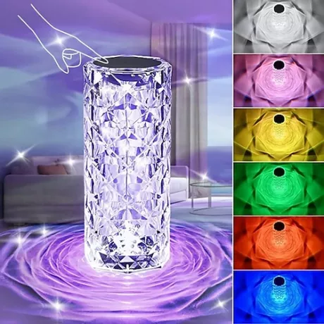 Kristalllichtlampe Farbwechsellampen Tischlampe mit Touch-Steuerung Diamant-LED-Nachtlicht wiederaufladbare Rose romantische Datumsbeleuchtung Dekor für Festival, Zuhause, Restaurant, Bar 2023 - € 13.49