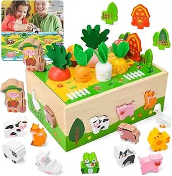 Bloranda Montessori Spielzeug ab 1 2 3 Jahre, Holzspielzeug Kinderspielzeug Gemüse Tiere Motorikspielzeug Lernspielzeug Geschenk für Baby Kinder Mädchen und Jungen: Amazon.de: Spielzeug