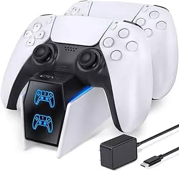 OIVO PS5 Controller Ladestation, PS5 Ladestation 2 Std Schnelllade mit EU-Netzteil für Playstation 5 Ladestation, PS5 Ladestation Controller für Playstation 5 Wireless Controller, Weiß: Amazon.de: Games