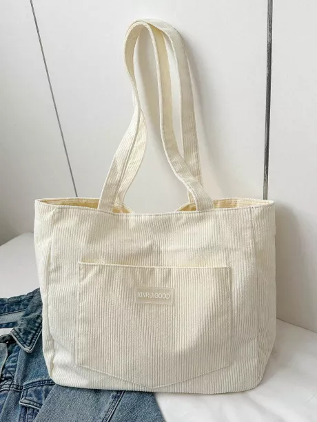 Saco Tote De Veludo bege