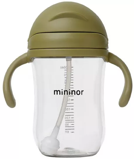 Mininor Kop m. Sugerør - Tritan - 330 ml - Mosgrøn