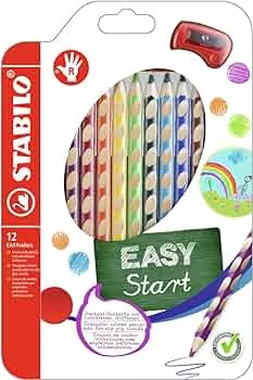 Ergonomischer Buntstift für Rechtshänder - STABILO EASYcolors - 12er Pack mit Spitzer - mit 12 verschiedenen Farben : Amazon.de: Bürobedarf & Schreibwaren