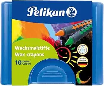 Pelikan 2056075 723155 - Wachsmalstifte 655 / 10 in einer Schiebehülse, wasservermalbar (1 x Box, blaue Box) : Amazon.de: Spielzeug