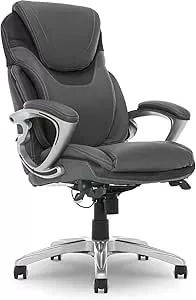 Amazon.com: Serta Bryce Executive Office Chair, Ergonomic Computer DeskChair with Patented AIR Lumbar Technology, Comfortable Layered Body Pillows for Cushioning, SertaQuality Foam, Bonded Leather, Gray : Home & Kitchen