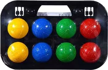 Simba 107401391 - Boccia Spiel Tragekorb, 8 Kugeln 7x8cm, 2 Zielkugeln, grün , gelb , blau , rot: Amazon.de: Spielzeug