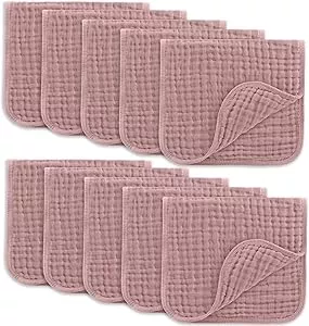 Muslin Burp Cloths Set of Large 100% Cotton Hand Wash Cloths 6 Layers Extra Absorbent and Soft (Mauve Pack of 10) : Amazon.de: Baby Products
