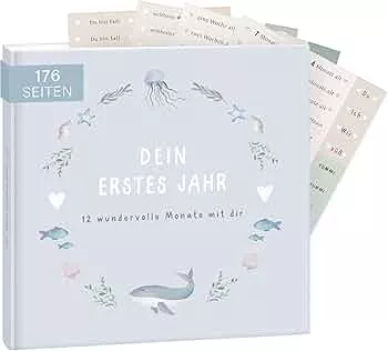 mintkind® Baby Album 'Mein Erstes Lebensjahr', Whale + Sticker Set | Baby Photo Album to Design Yourself | Baby Gift for Girls and Boys | Fill-in Baby Book | Baby Diary (German Language) : Amazon.de: Baby Products