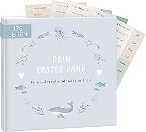 mintkind® Baby Album 'Mein Erstes Lebensjahr', Whale + Sticker Set | Baby Photo Album to Design Yourself | Baby Gift for Girls and Boys | Fill-in Baby Book | Baby Diary (German Language) : Amazon.de: Baby Products