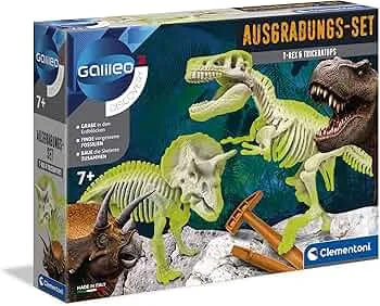 Clementoni 69408 Galileo Discovery Ausgrabungs Set T Rex und Triceratops, Spielzeug für Kinder ab 7 Jahren, Ausgraben von Dinosaurier Fossilien mit Ha mmer und Meißel, 7 x 35 x 26 cm: Amazon.de: Spielzeug