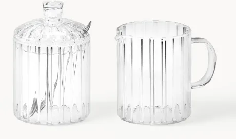 Milchkännchen und Zuckerdose Brilia aus Glas, 3er-Set | Westwing