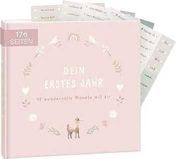 mintkind® Babyalbum "Mein erstes Lebensjahr" Blumen + Sticker Set | Baby Fotoalbum zum Selbstgestalten | Baby Geschenk für Mädchen und Junge | Babybuch zum Eintragen | Baby-Tagebuch ab 0 Monate : Amazon.de: Baby