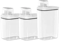 Kit 3 Dispenser Lavanderia Flow Alvejante Amaciante Sabão Cor Chumbo | Frete grátis