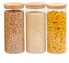 Kit 4 Potes De Vidro 1,8l Tampa De Bambu Herméticos Redondos | Frete grátis