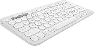 Teclado sem fio Logitech Pebble Keys 2 K380s com Conexão Bluetooth Easy-Switch e Pilha Inclusa - Compatível com PC, Mac, Chrome OS, Android, iOS e Apple TV, Layout US - Branco | Amazon.com.br