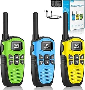 Walkie Talkie 3er Set,NXGKET Walkie Talkie Aufladbar für Erwachsene Kinder Funkgeräte,Große Reichweite 5km Walki Talki mit Li-ion Akku,Walkie Talkies VOX Taschenlampe für Freien, Camping, Wandern: Amazon.de: Spielzeug