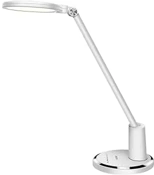JUKSTG Schreibtischlampe LED, 12W Büro Tischleuchte TouchBedienung Dimmbar 10 Helligkeits 5 Farbstufen Augenschutz Tischlampen Nachttischlampe, für Büro, Lesen, Arbeit,Kinder (Weiß) : Amazon.de: Beleuchtung
