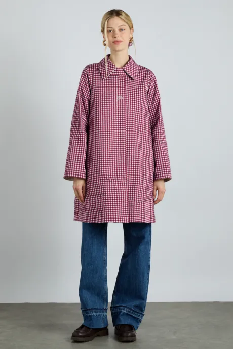 mercedes bow reversible trench - ecru & gingham coat – Damson Madder