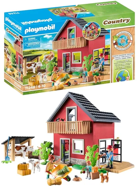 PLAYMOBIL Country 71248 Bauernhaus mit Wohn- und Schlafbereichen, inkl. Stall und Zubehör, ab 4 Jahren: Amazon.de: Spielzeug