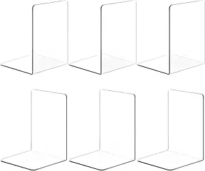 6 Stück Buchstütze Acryl Buchstützen für Regale, Transparente Buchhalter, Klarer Buchständer Bücherstützen, Book Ends Bookends für Schlafzimmer Büro Bibliothek Schule Zubehör Dekoration: Amazon.de: Bürobedarf & Schreibwaren
