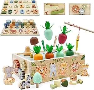 Montessori Games 1 2 3 jaar, 9-in-1 houten spellen voor kinderen 1 jaar, speelgoed voor kinderen van 2 3 jaar, Montessori mannelijke vrouw, educatieve spelletjes 1, 2, 3 jaar, hout, cadeau voor : Amazon.com.be: Speelgoed