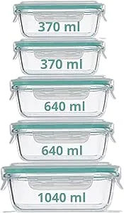 Conjunto de Potes Herméticos de Vidro com Tampa de Diferentes Tamanhos