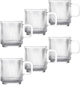 Conjunto de 6 Canecas de Vidro Caneladas