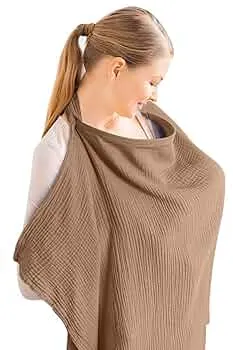 Aolso Stillbezug für Babys, Musselin-Stillbezug, Stilltuch für Unterwegs Stillschal Stillschürze, Weicher und Atmungsaktiver Stillschal, verstellbarer Riemen, Geeignet für Autositze (Kamel) : Amazon.de: Baby