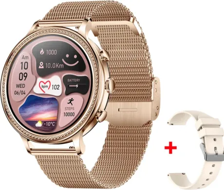 vandtæt Elegant Smarwatch til kvinder med to remme-sundhedsfunktioner- – Isports.dk