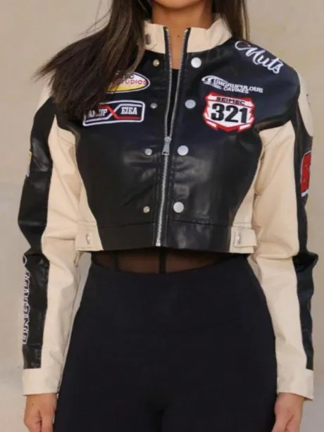 Jaqueta Couro Motoqueira Curta 8943# - TAMANHO G - Cor branca