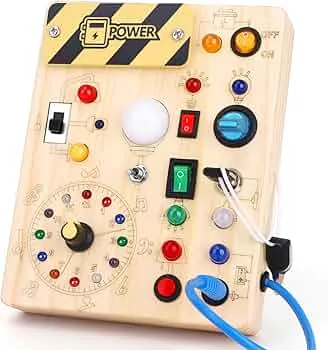 Busy Board Montessori Toy from 1 Year Activity Board Wooden Toy with 10 Switches and 23 LED Lights Sensory Toy Motor Skills Toy for Babies and Children from 1 2 3 4 Years Boys and Girls: Amazon.de: Toys