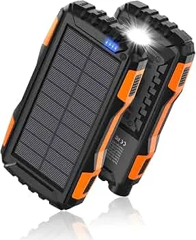 Power-Bank-Solar-Charger - 42800mAh Power Bank,Portable Charger,External Battery Pack 5V3.1A Qc 3.0 Fast Charging Built-in Super Bright Flashlight (Orange) : Amazon.ca: Electronics