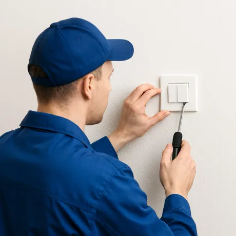 Montage diverser Lichtschalter und einer Steckdose.