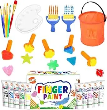 BLOT Fingerfarben Kinder Ungiftig Waschbares Fingermalfarben mit Pinsel Schwämme Palette für Kleinkinder Kindergarten Schule Frühes Lernen : Amazon.de: Spielzeug